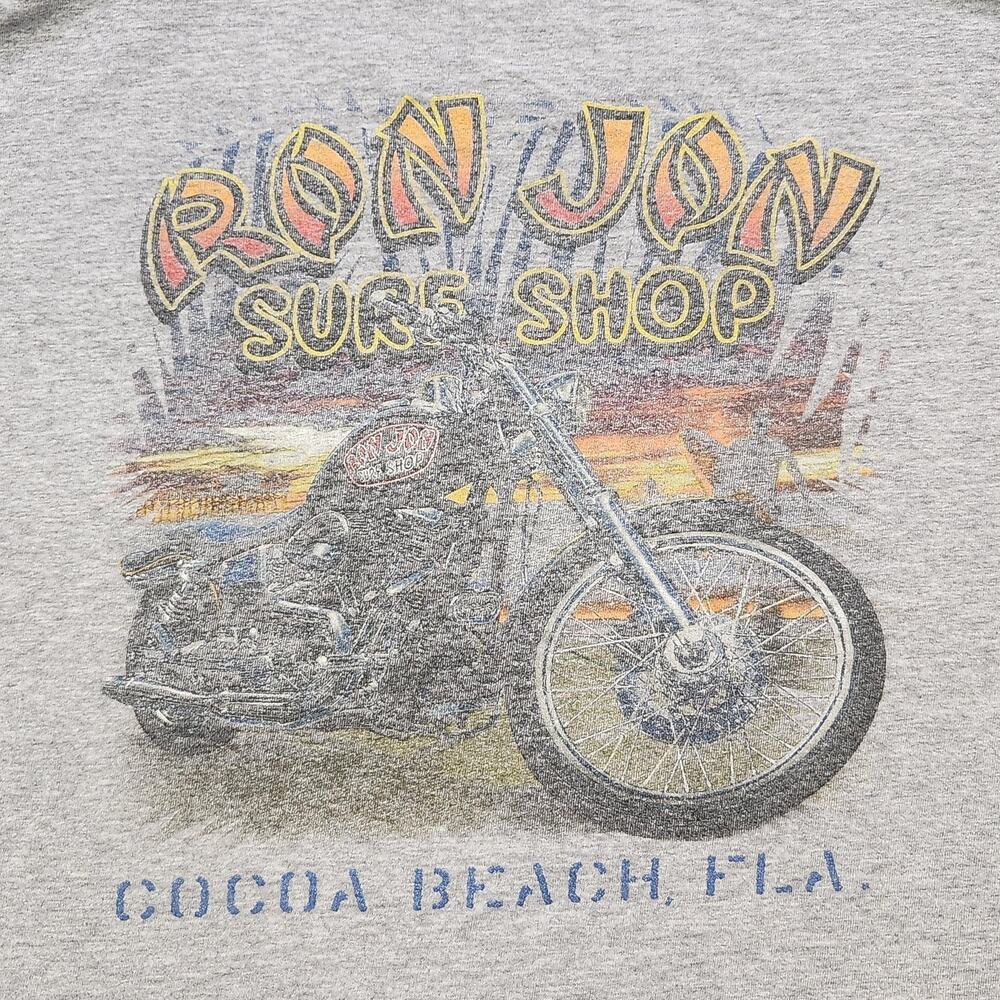 VTG Ron Jon Surf Shop Shirt Mens Large Gray Cocoa Beach FL Motorcycle Graphic - Picture 4 of 13